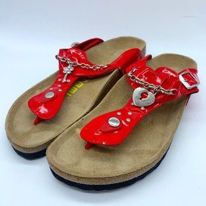 Birkenstock Gizeh Tatami Red Lock and Key Rare Women's Sandals 39